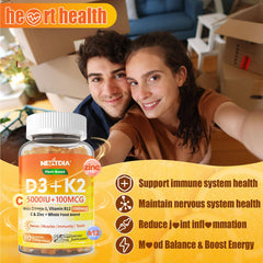 Nextdia D3K2 gummies with third-party testing seal for quality.