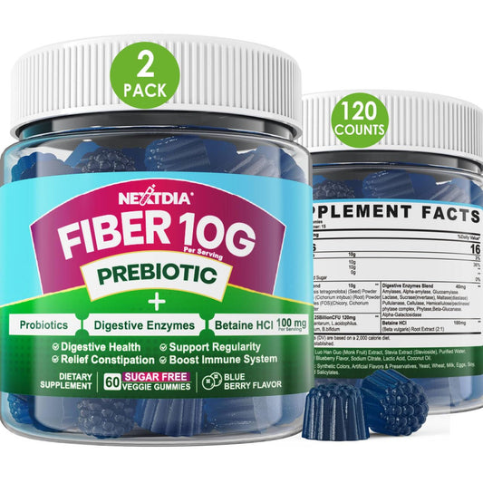 Nextdia Fiber Gummies adults bottle highlights convenient daily fiber support
