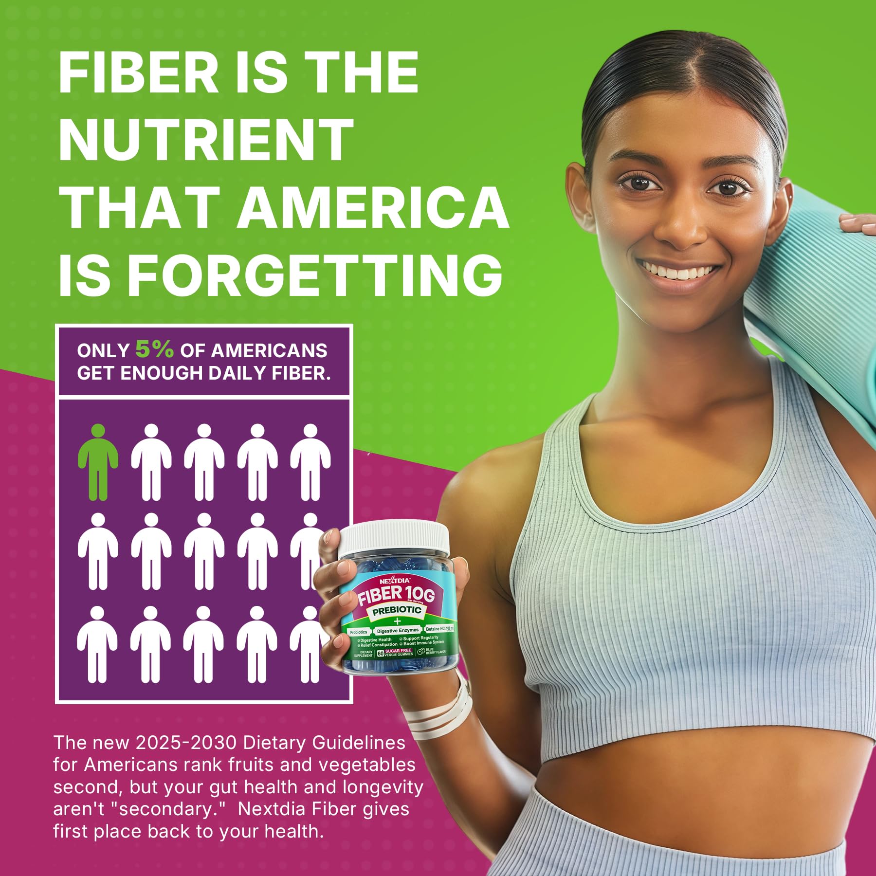 Nextdia Fiber Gummies on-the-go bottle for daily use anywhere