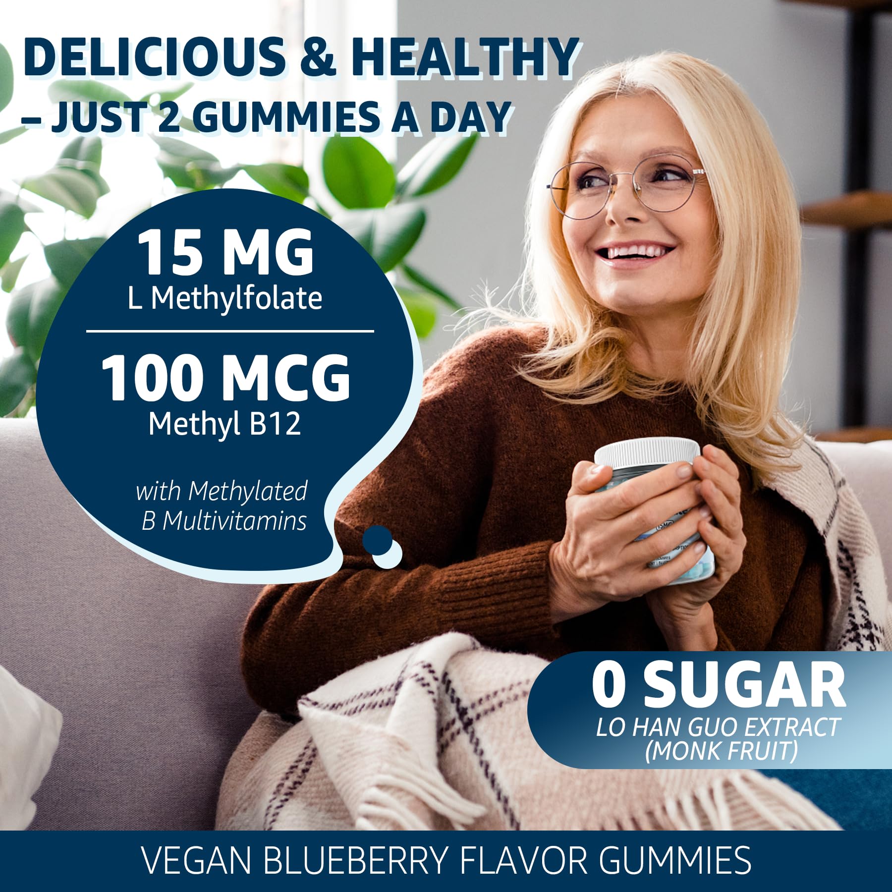 Nextdia gluten-free folate gummies on a clean counter offer a sugar-free daily option.