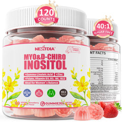 Nextdia Inositol Gummies bottle with strawberry flavor supports easy daily wellness.