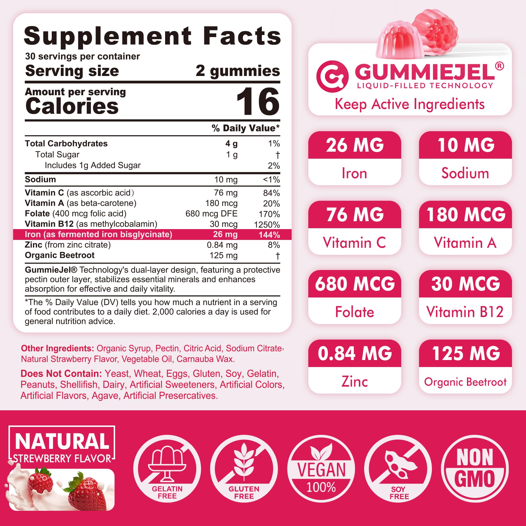 Close-up of the liquid-filled center highlights vitamin C in Nextdia gummies.