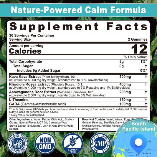 Nextdia Kava Kava Gummies close-up highlights chewy texture and calming effect.