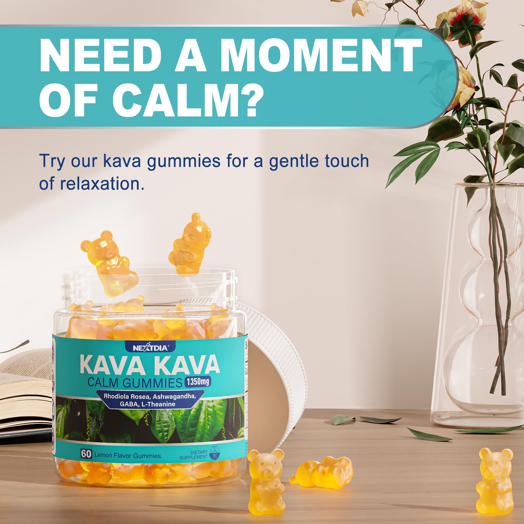 Nextdia gummies packaging open invites easy, on-the-go calm.