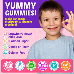 Nextdia Kids Brain Gummies vegan sugar-free formula suitable for picky eaters.