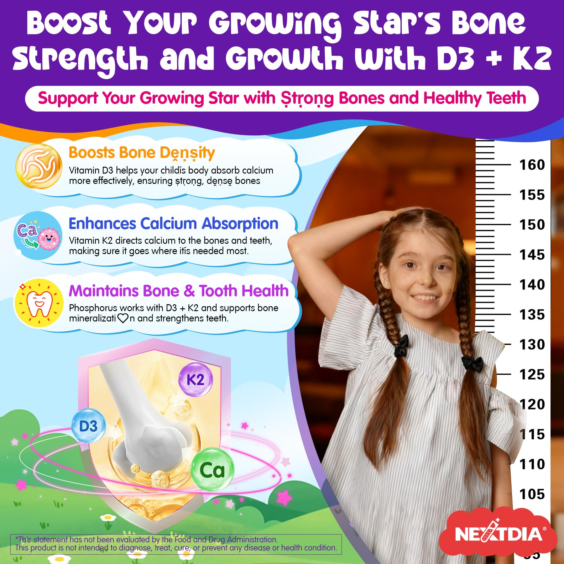 Nextdia soft chews ingredient list shows calcium citrate and red algae calcium