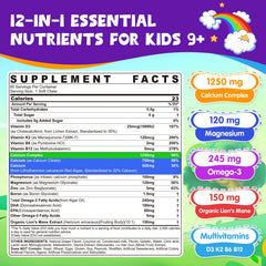 Nextdia Kids Calcium Soft Chews packaging highlights 12-in-1 nutrients for active kids