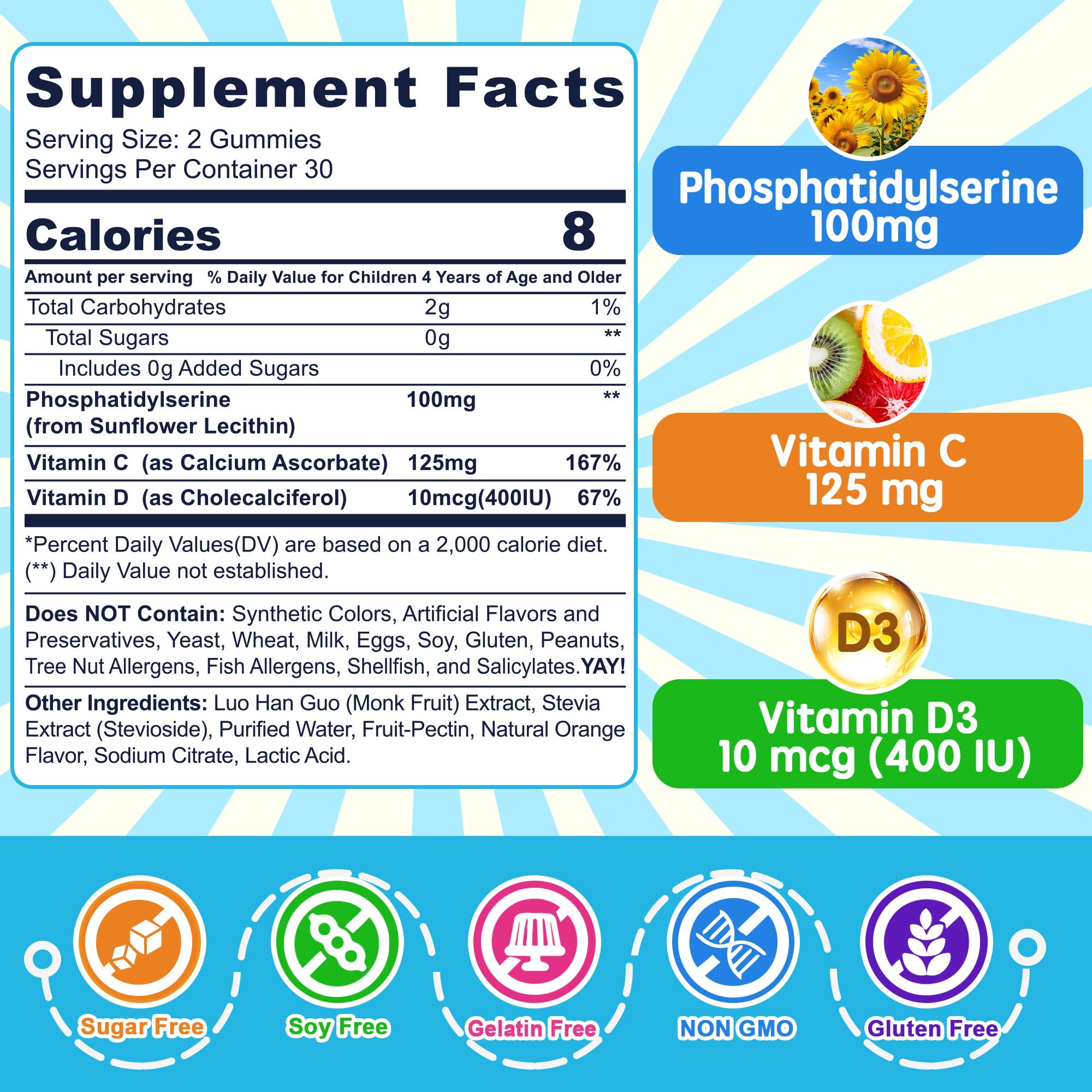Nextdia kids focus gummies close-up showing fruity chewables for easy daily use