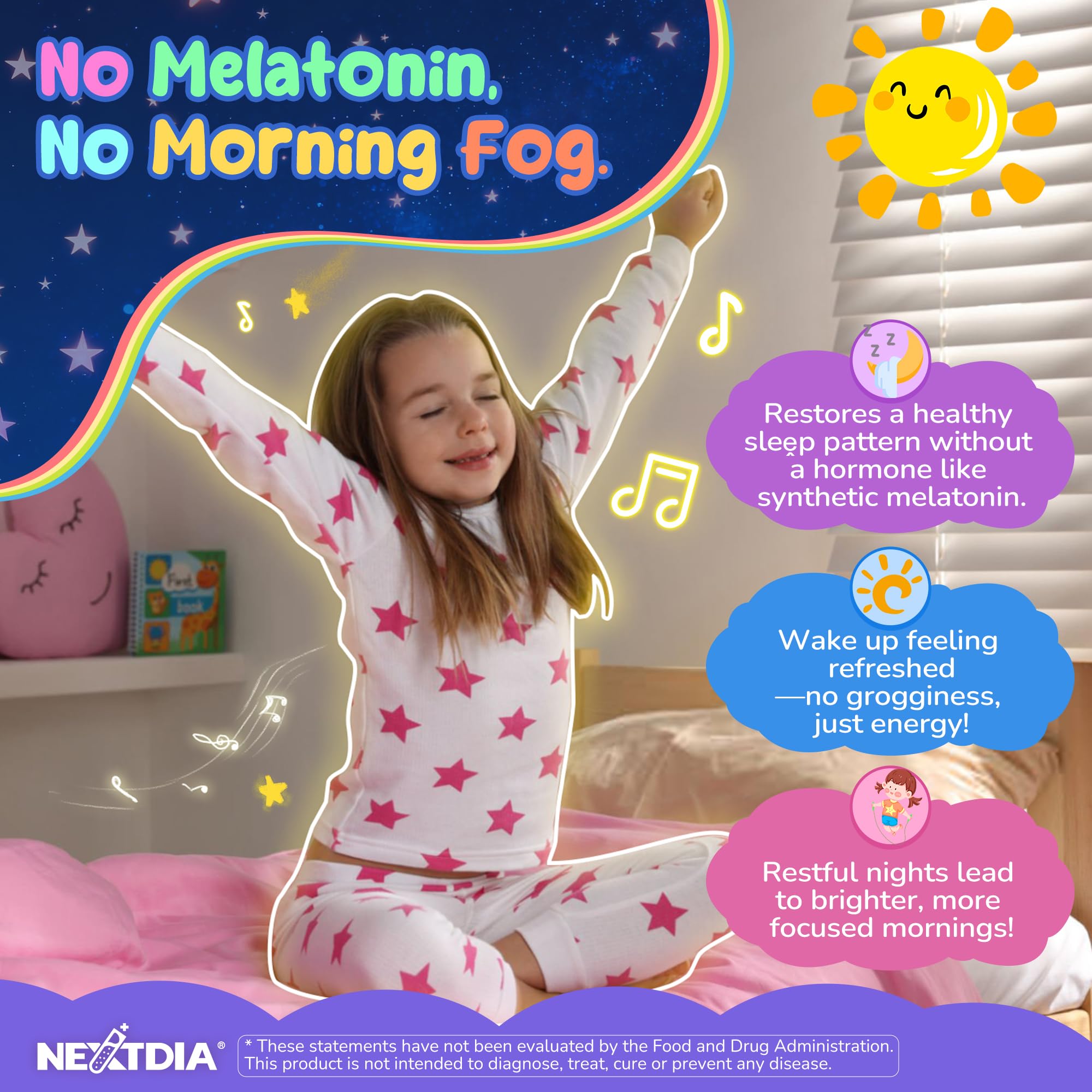 Daily dose concept illustrates convenient chewable for bedtime routine.