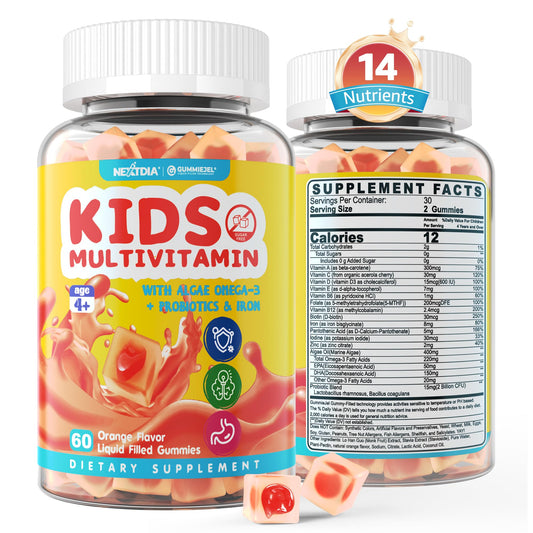 Nextdia Kids Multivitamin Gummies bottle aiding daily immune support for growing kids.