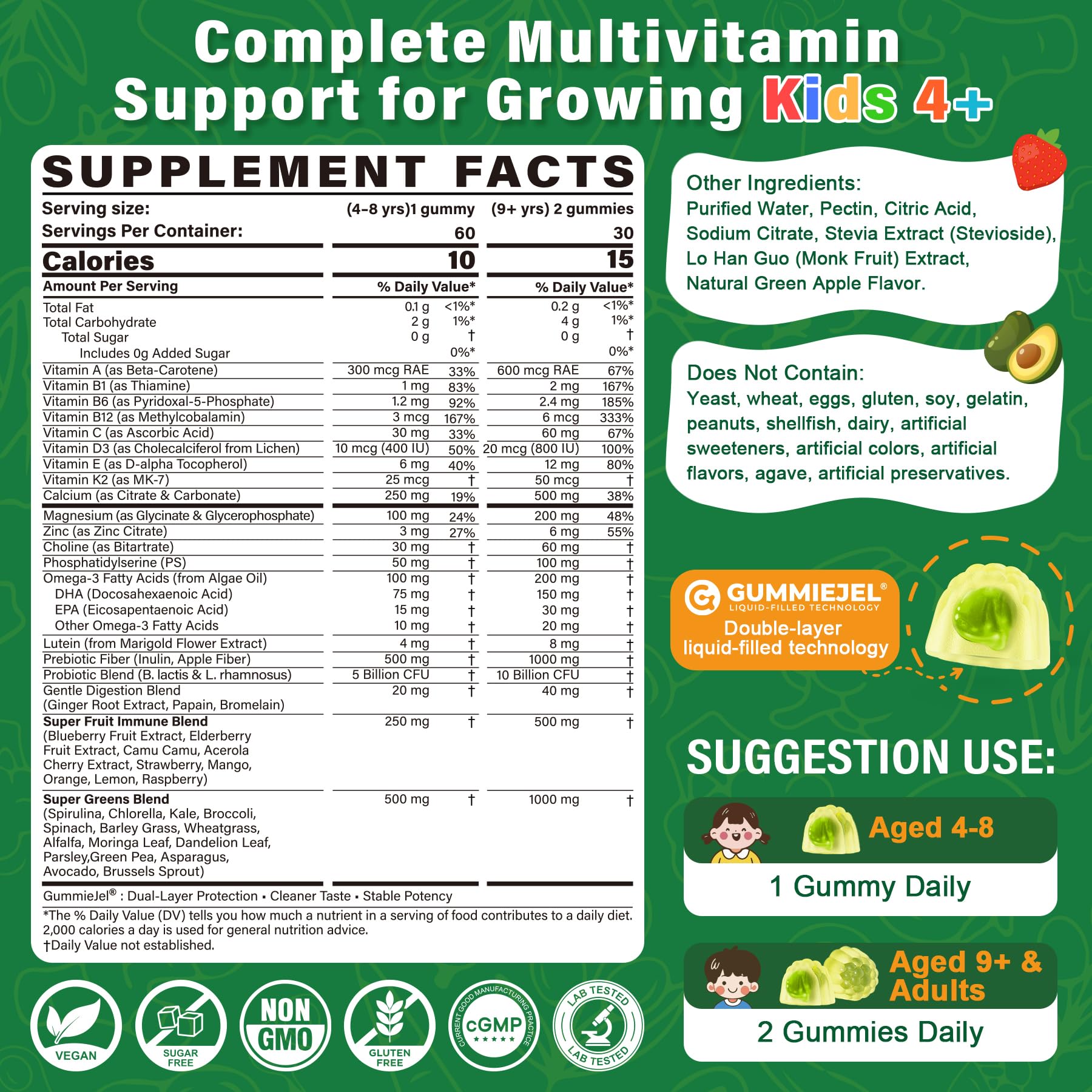 Nextdia Kids Multivitamin Gummies liquid core view shows GummieJel technology.