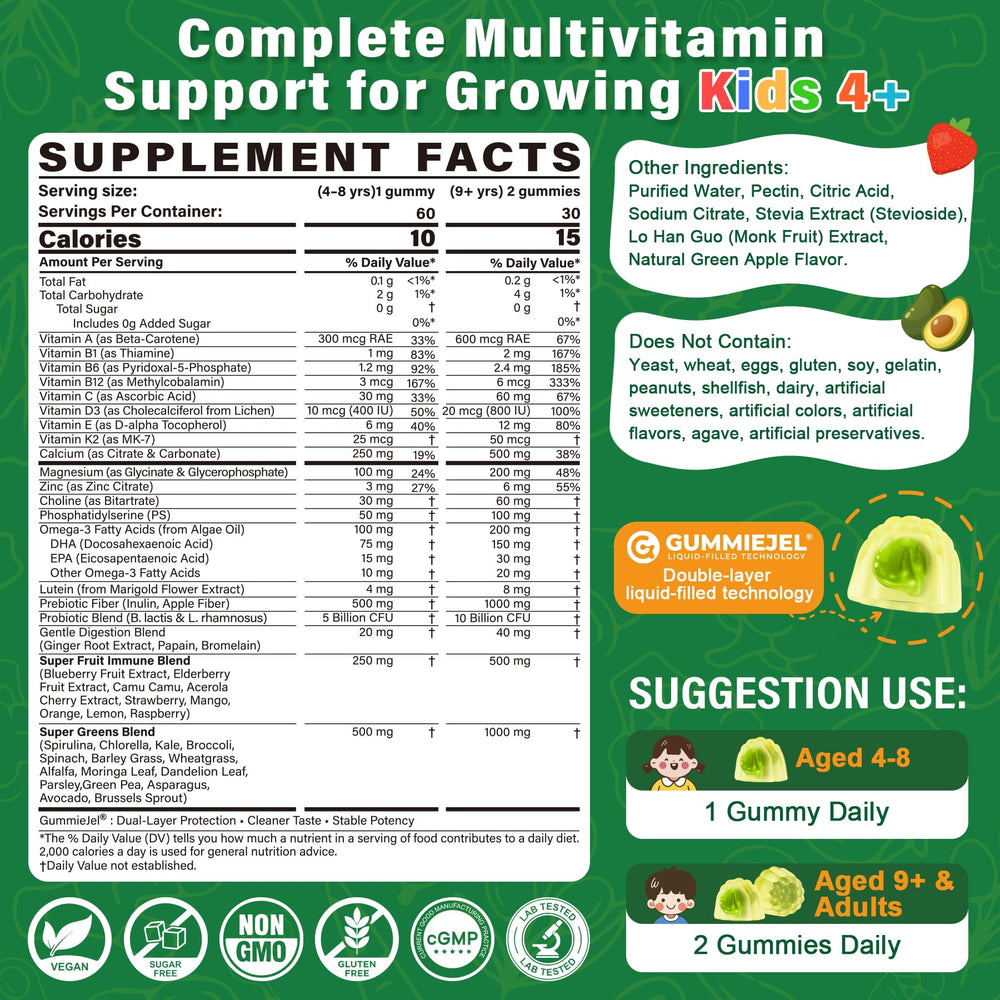 Nextdia Kids Multivitamin Gummies liquid core view shows GummieJel technology.