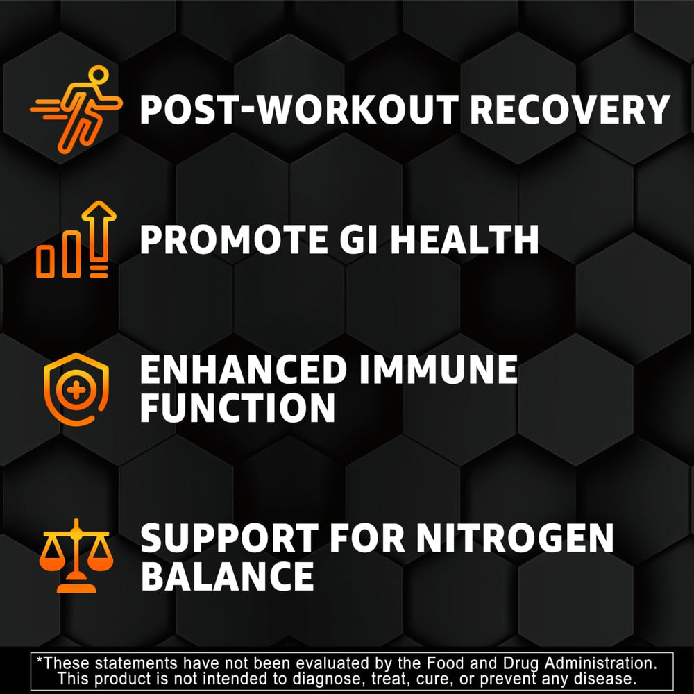Ingredients panel for Nextdia L-Glutamine Gummies highlighting beta-alanine and BCAAs.