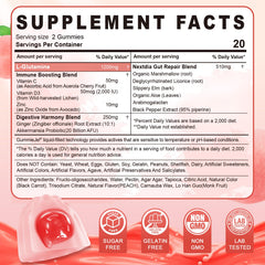Nextdia L-Glutamine gummies jar closeup highlighting tasty daily gut support flavor.