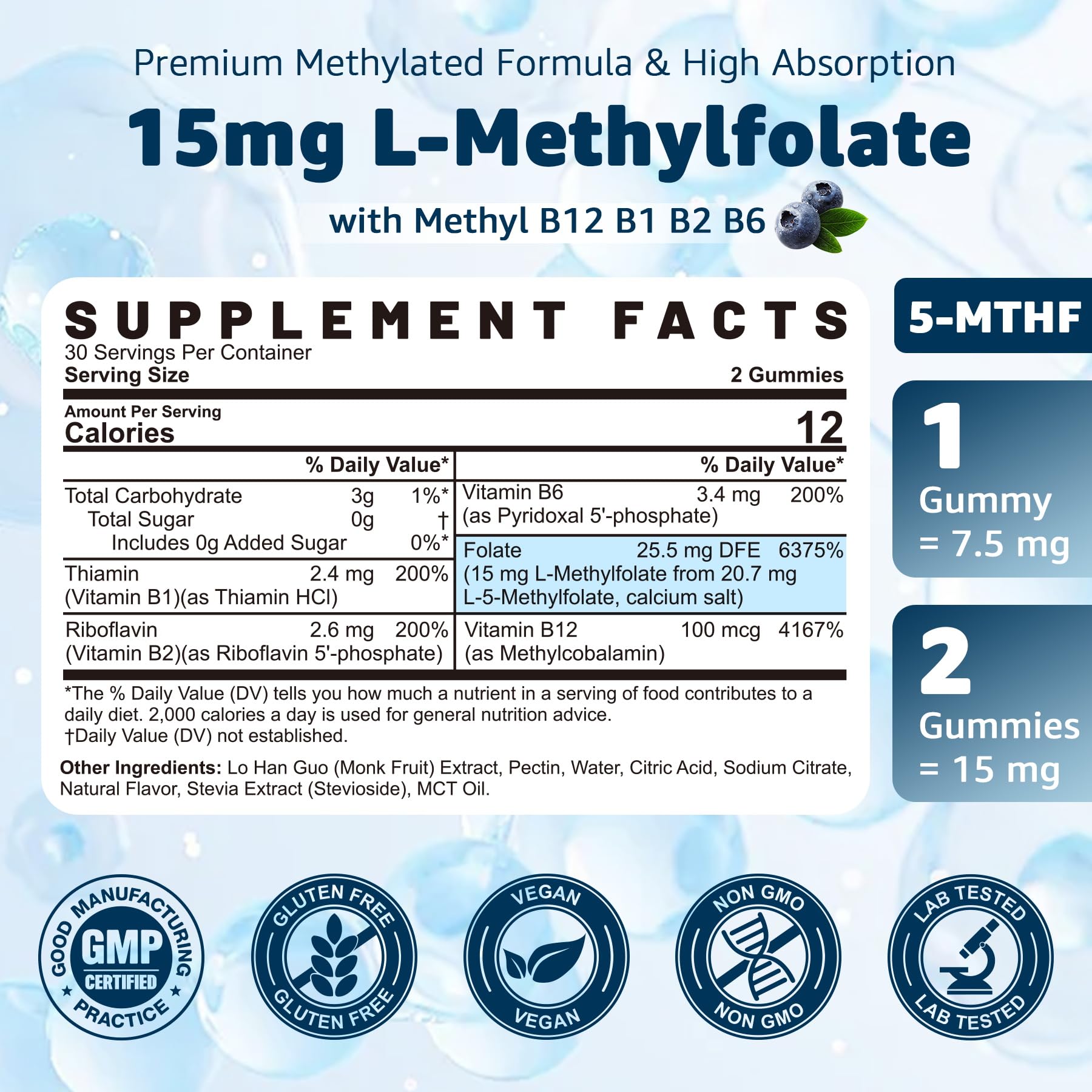 Nextdia L-MethylFolate gummies pack highlights methylated B vitamins for balanced energy.