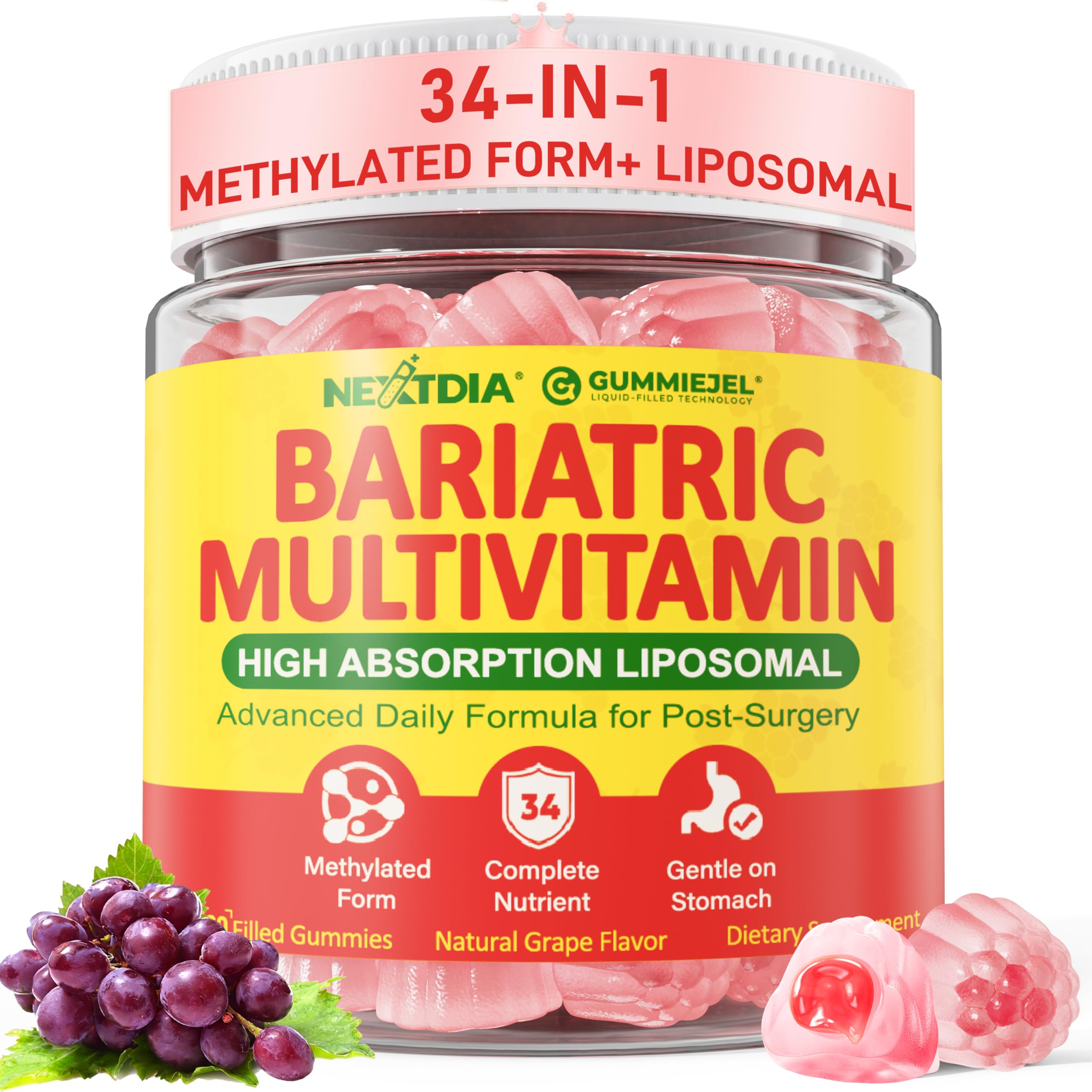 Nextdia liposomal bariatric multivitamin bottle offers high absorption daily support.