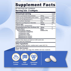 Nextdia liposomal calcium AKG softgels close-up highlighting high absorption.