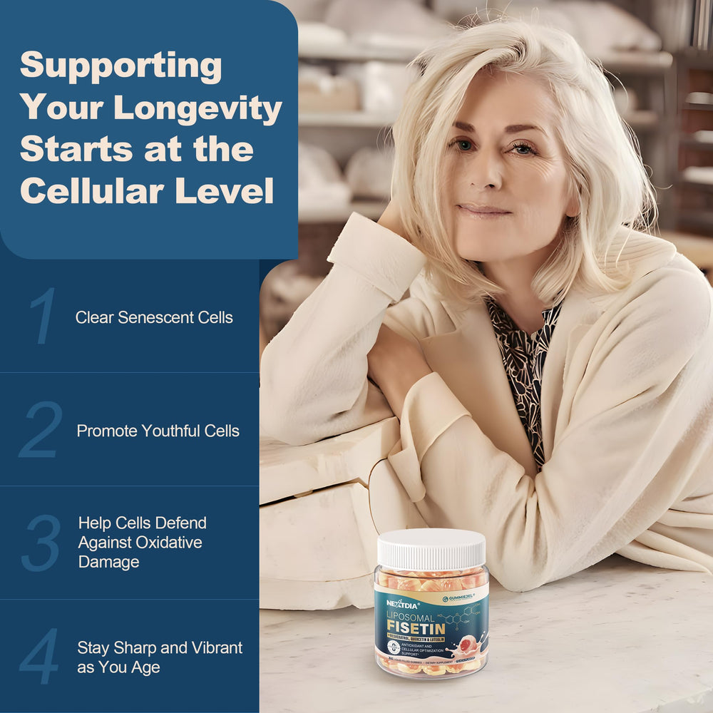 Nextdia Liposomal Fisetin Gummies vegan, sugar-free formulation supports clean snacking