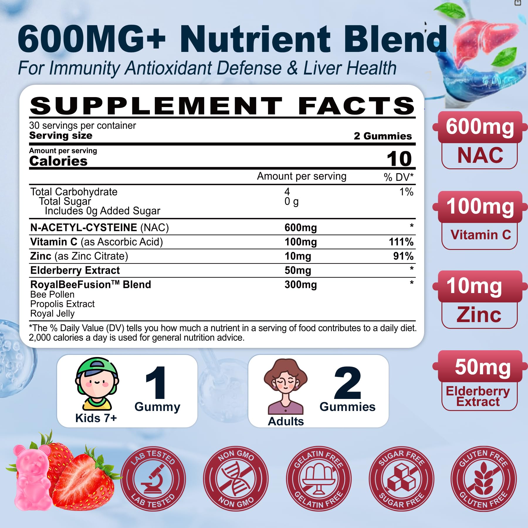 Nextdia NAC Gummies kids dosing scene offering daily immune support.