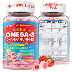 Nextdia Omega 3 Kids bottle front shows sugar-free gummies for daily support