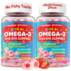Nextdia Omega 3 kids gummies package view showing convenient 2-pack for daily use