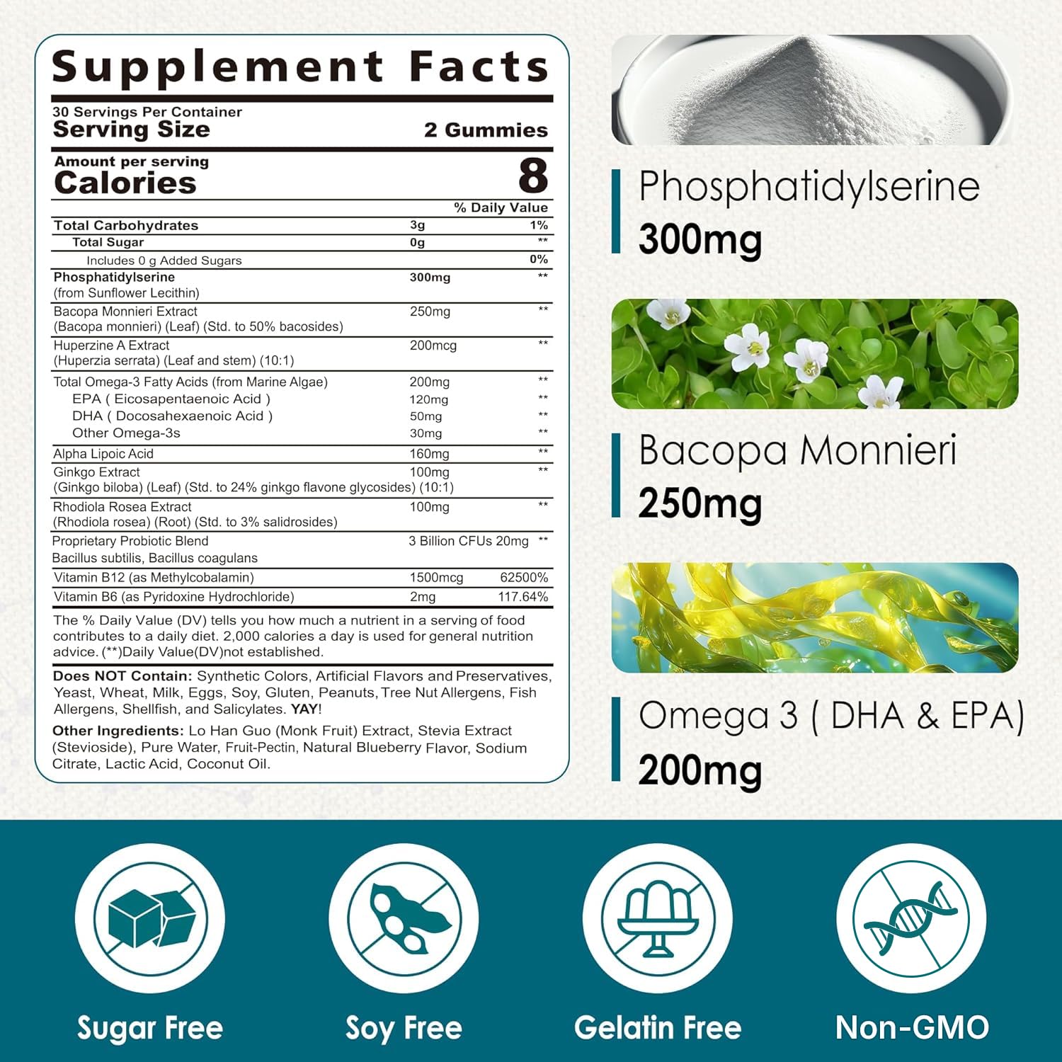 Nextdia phosphatidylserine gummies pack front highlights 2-pack value.