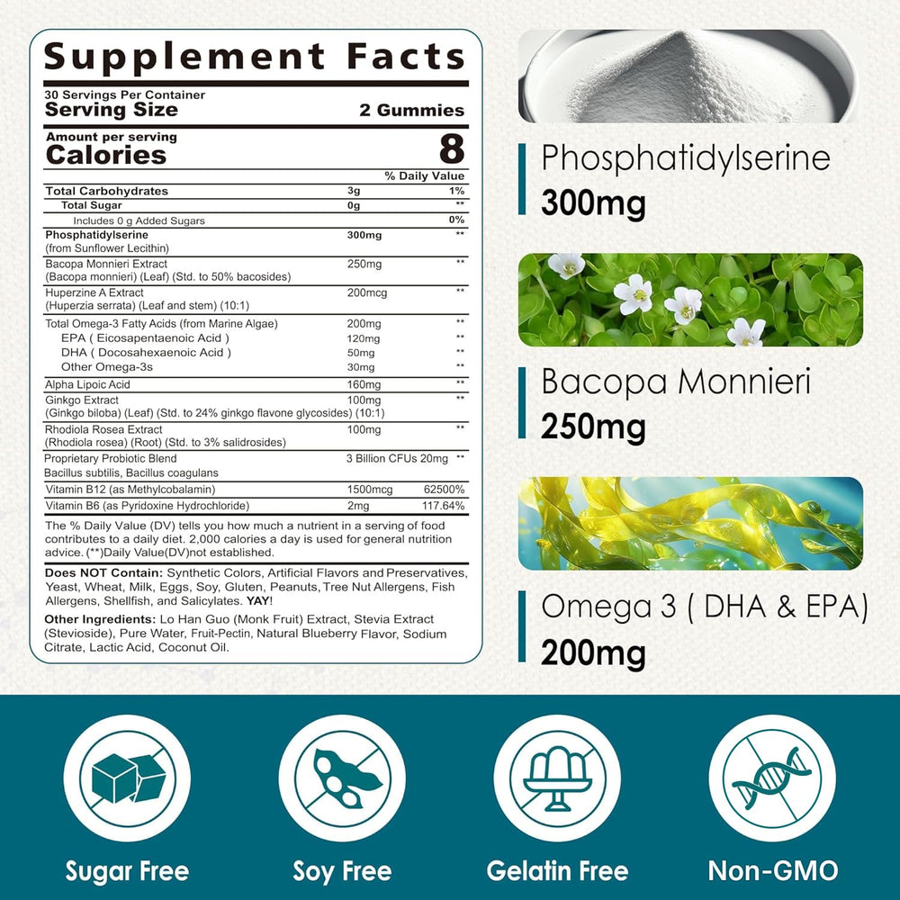 Nextdia phosphatidylserine gummies pack front highlights 2-pack value.