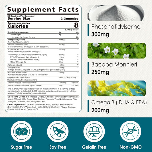 Nextdia phosphatidylserine gummies pack front highlights 2-pack value.