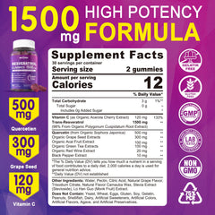 Nextdia Resveratrol Gummies bottle side highlighting sugar-free vegan formulation for daily use
