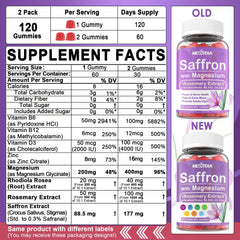 Nextdia Saffron Gummies bottle back label and supplement facts