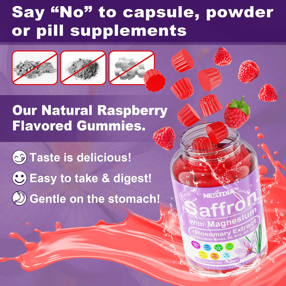 Nextdia Saffron Gummies in-hand showcasing portable daily dose