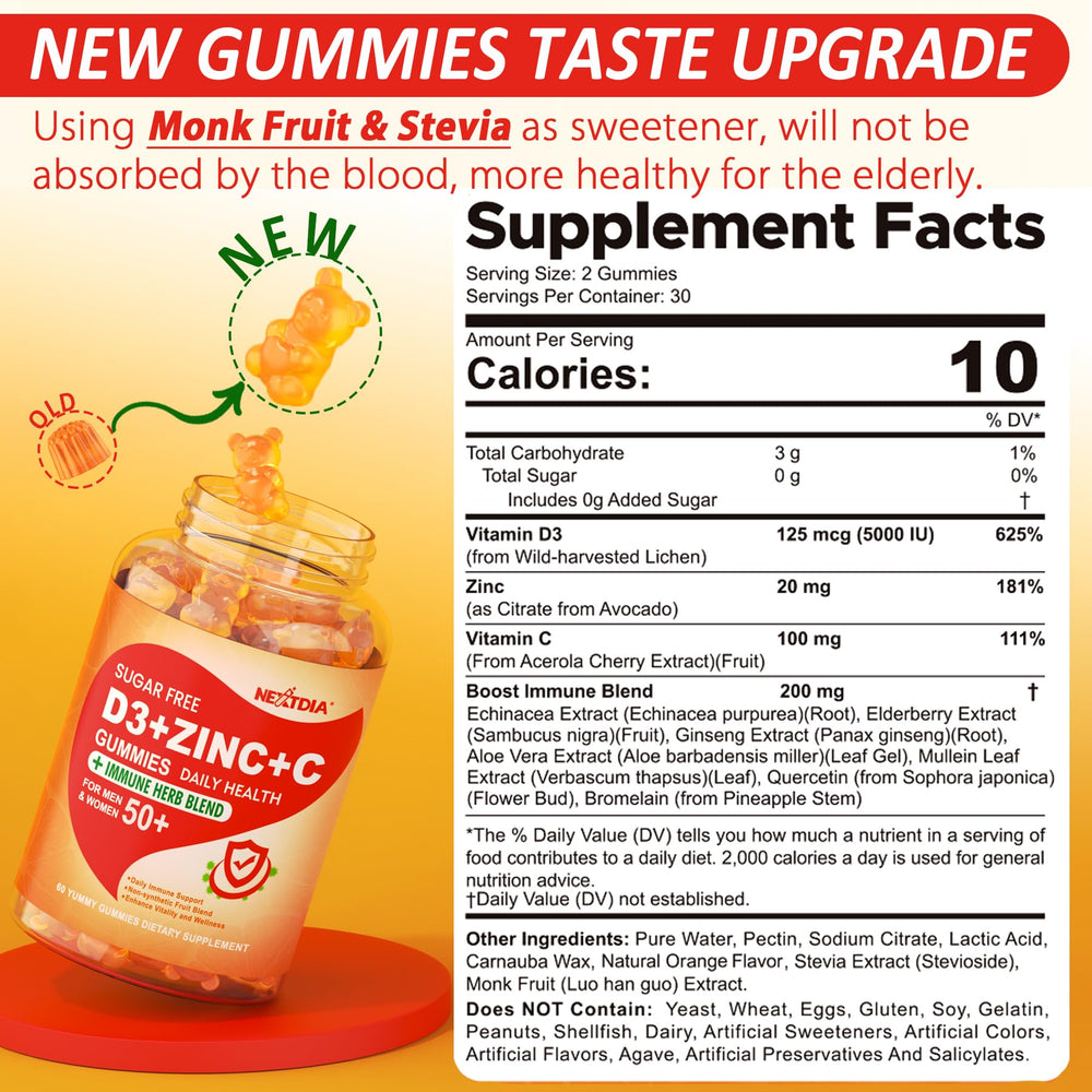 Nextdia sugarfree immune gummies jar close-up, tasty daily boost