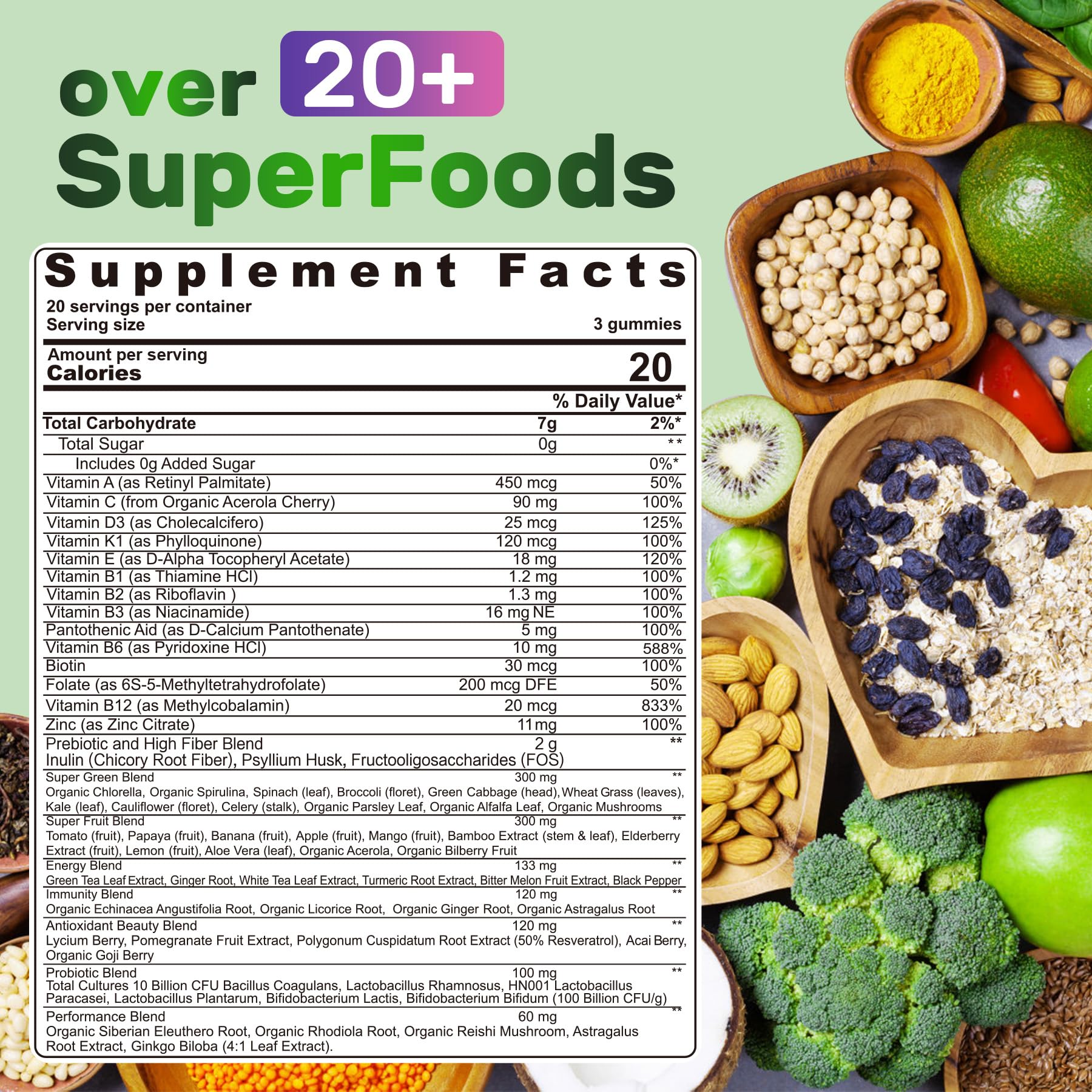 Nextdia Super Greens bottle back label highlights ingredients and methylated vitamins.