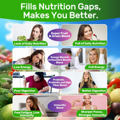 Nextdia Super Greens promotes vegan and non-GMO dietary compatibility.