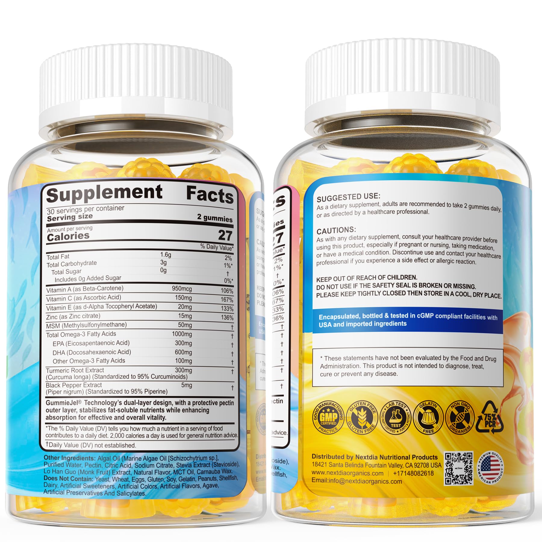 Nextdia vegan omega-3 gummies mango flavor inviting a tasty daily routine