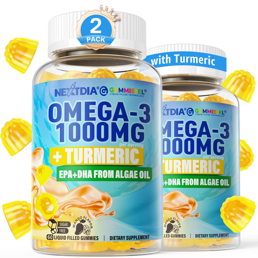 Nextdia vegan omega-3 gummies pack front for daily wellness and sustainable omega-3 intake