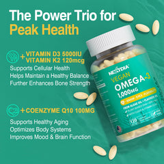 Nextdia vegan omega3 serving size label for easy daily planning.