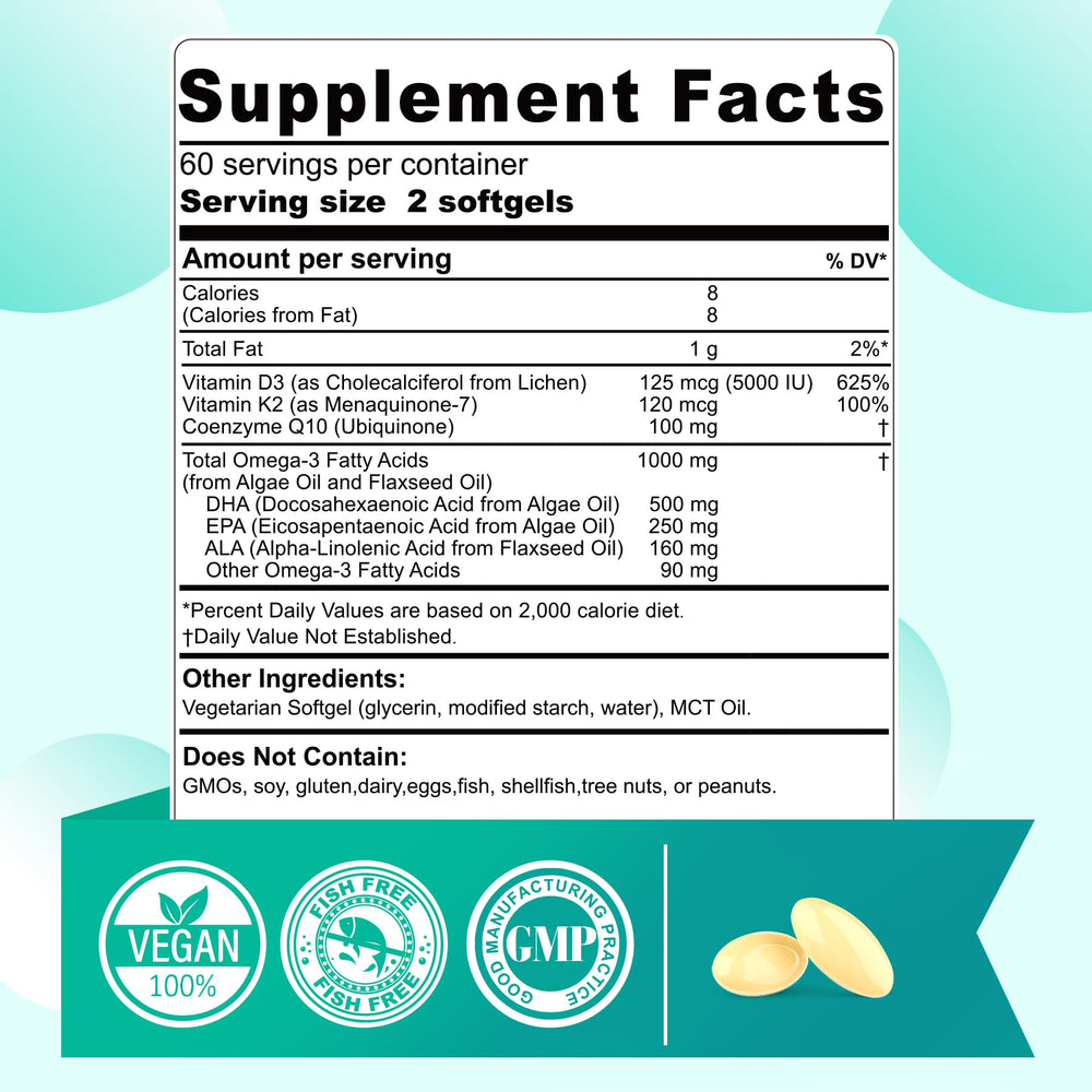 Nextdia vegan omega3 softgels closeup showing easy swallow capsules