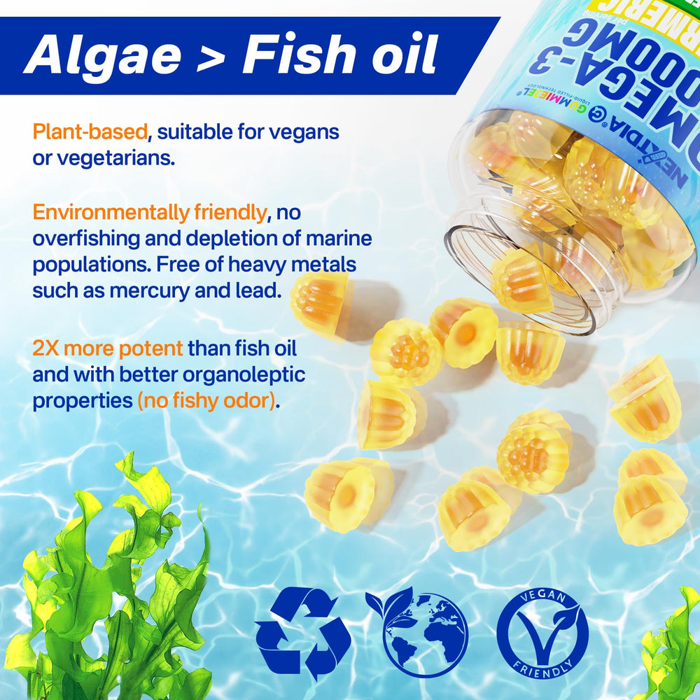 Nextdia vegan omega-3 gummies turmeric and MSM visual emphasizing joint comfort