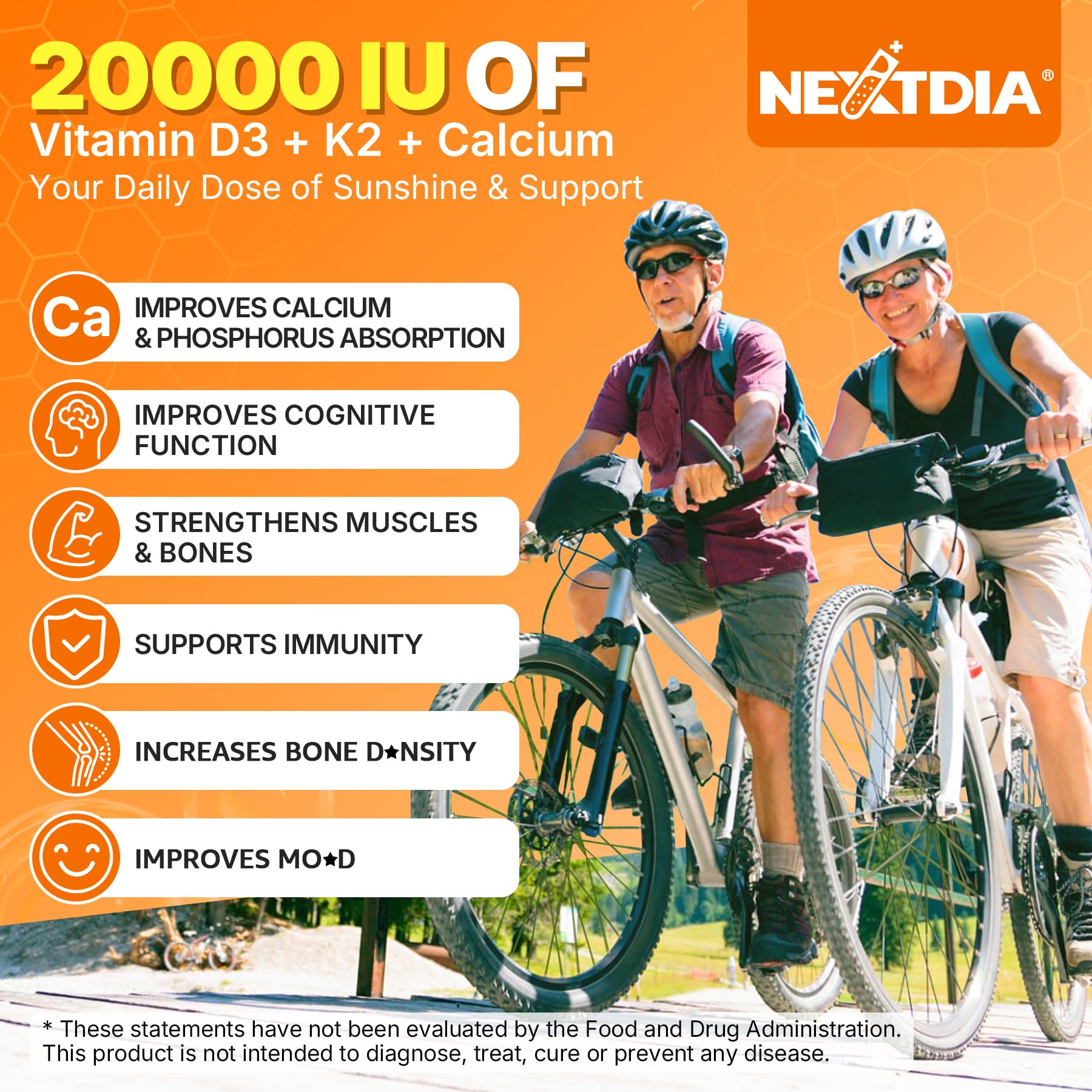 Calcium citrate ingredient in Nextdia D3 K2 for efficient absorption.