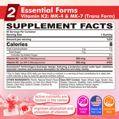 Close-up of Nextdia Vitamin K2 Gummies showing MK-7 and MK-4.