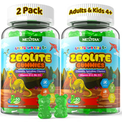 Nextdia Zeolite Detox Gummies bottle front, convenient family-friendly detox support