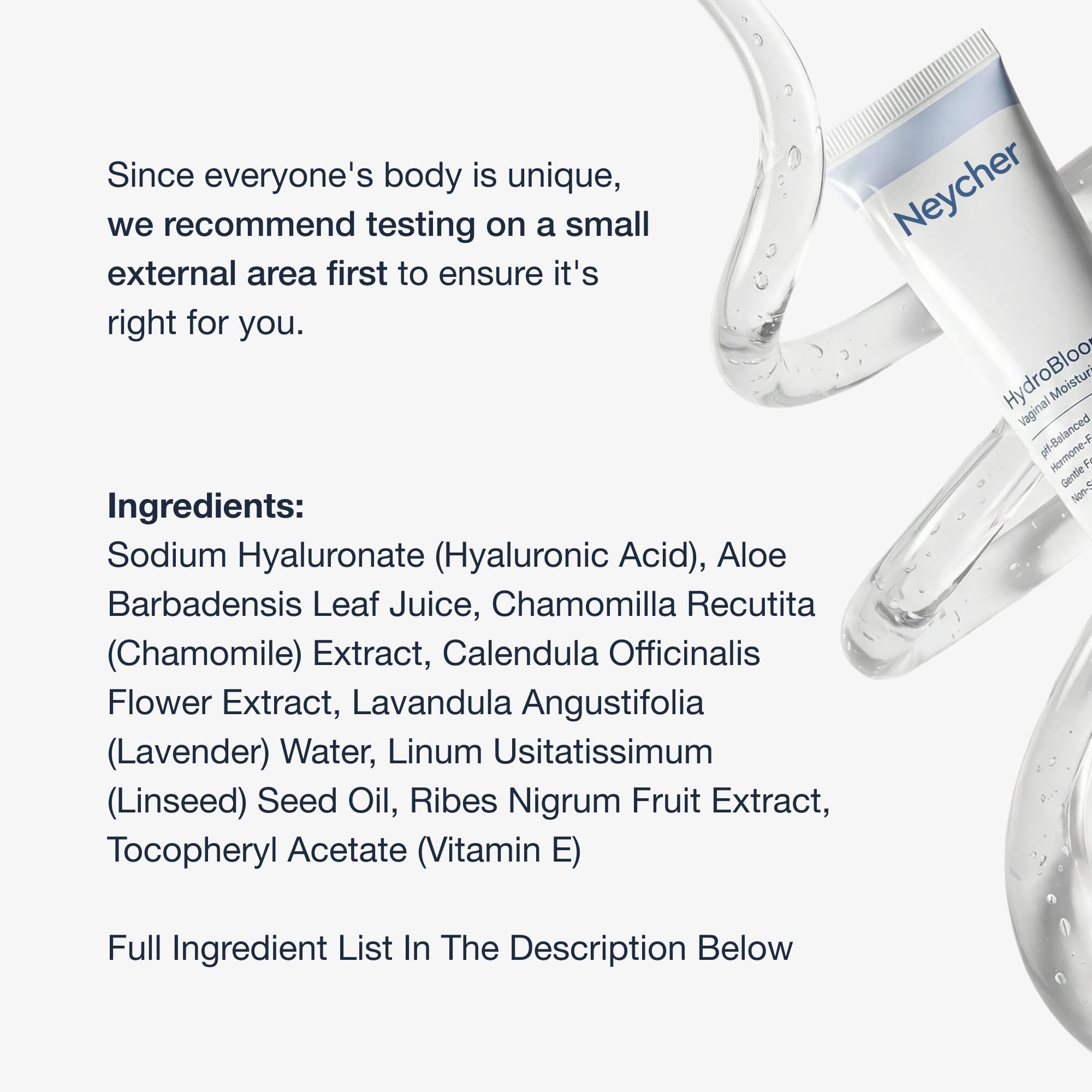 Neycher hydration graphic emphasizes moisture and pH balance