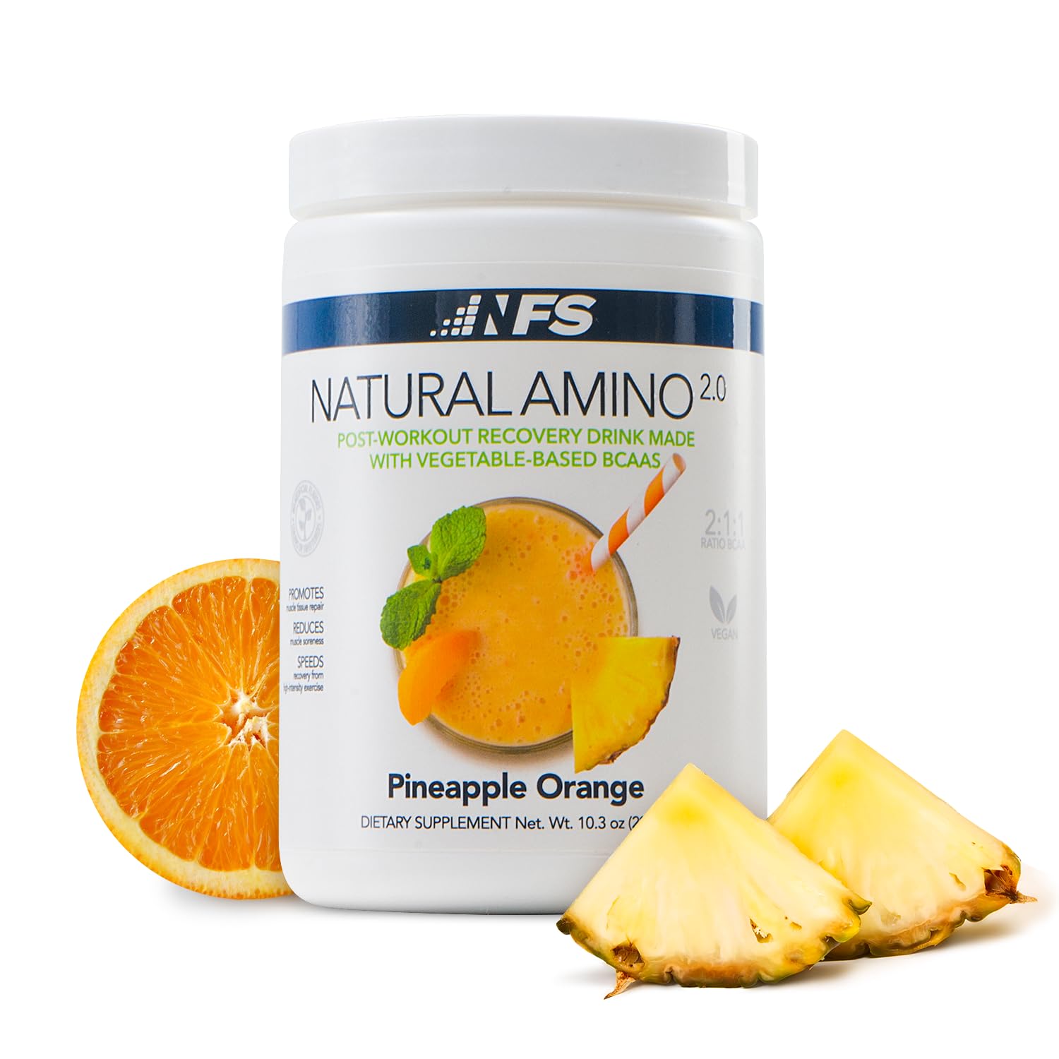 NF Sports Natural Amino bottle front view highlighting clean recovery support.