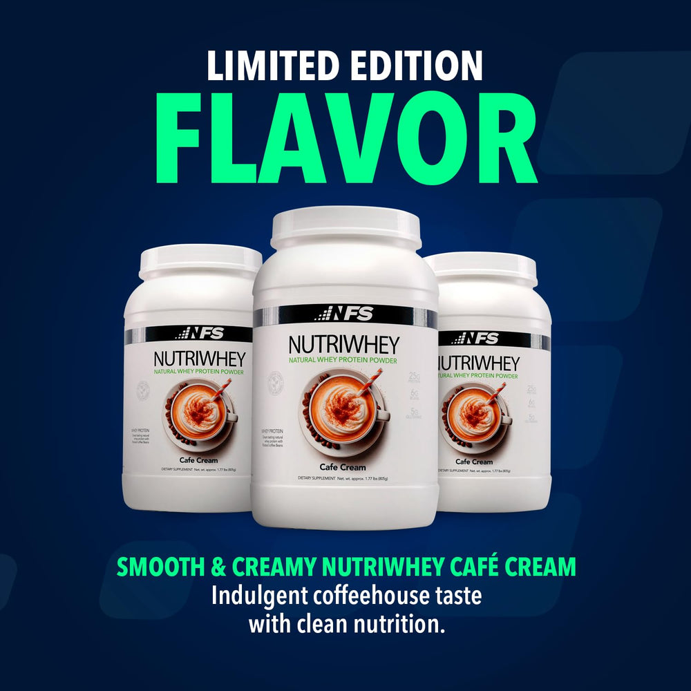 NF Sports NutriWhey Cafe Cream mixer glass ready to shake