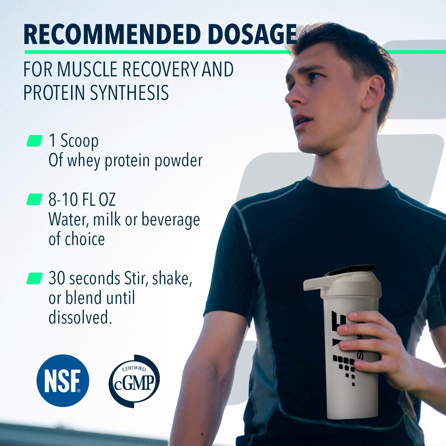 NF Sports NutriWhey vanilla mixed drink in shaker suggests flavor and energy.