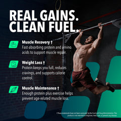 NF Sports NutriWhey vanilla scoop beside powder for easy serving.