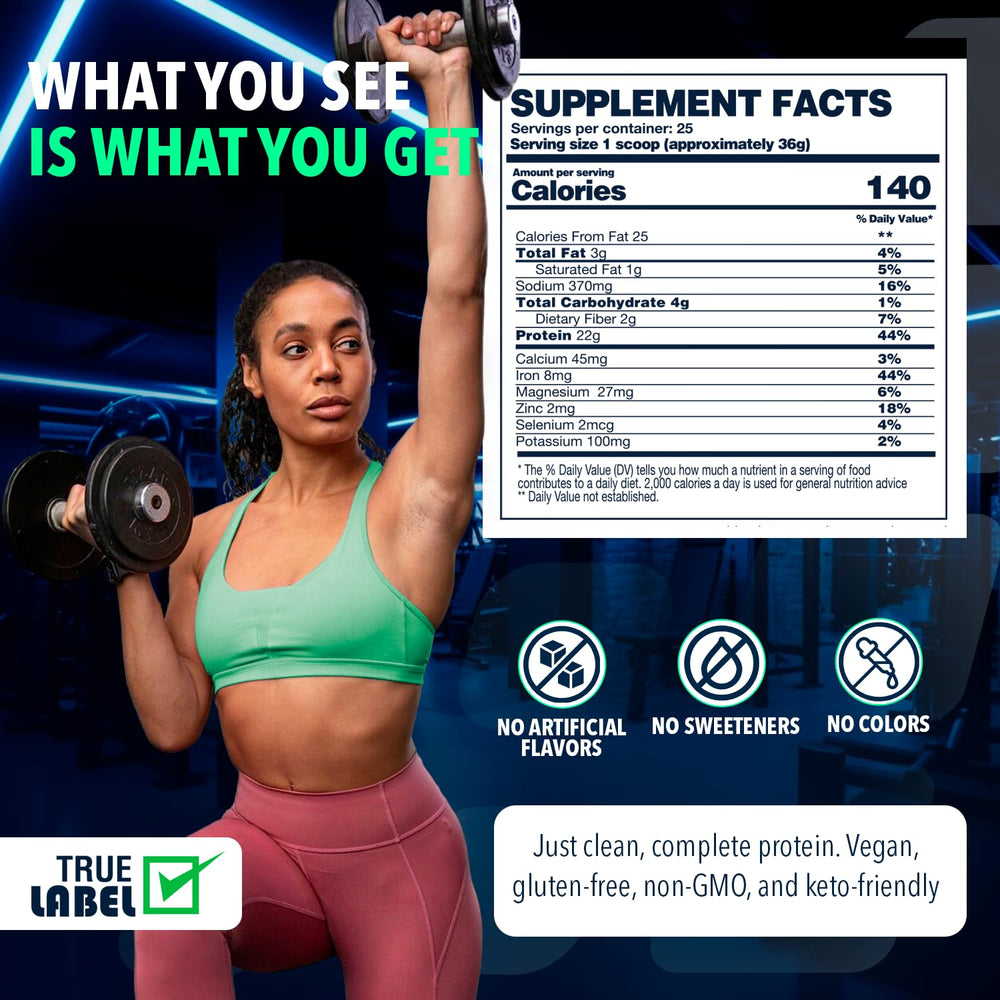 NF Sports plant-based protein powder blended into a smoothie