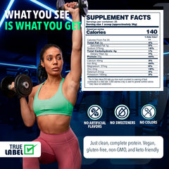 NF Sports plant-based protein powder blended into a smoothie