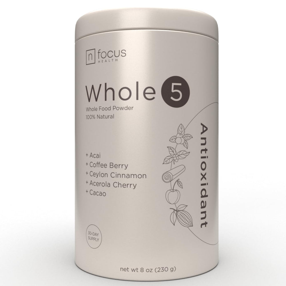 NFOCUS HEALTH Whole5 tub front highlights five whole foods for daily antioxidant support.
